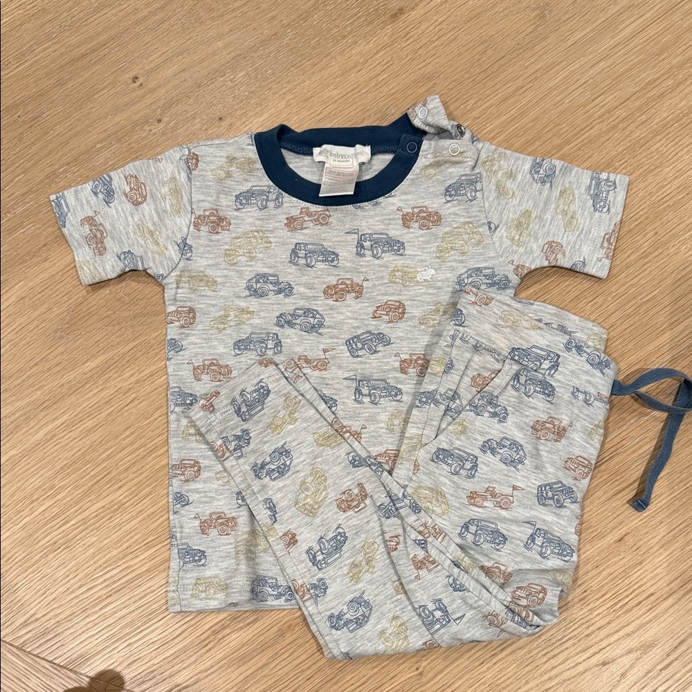 babycottons Gray Pajama Set with Car Pattern